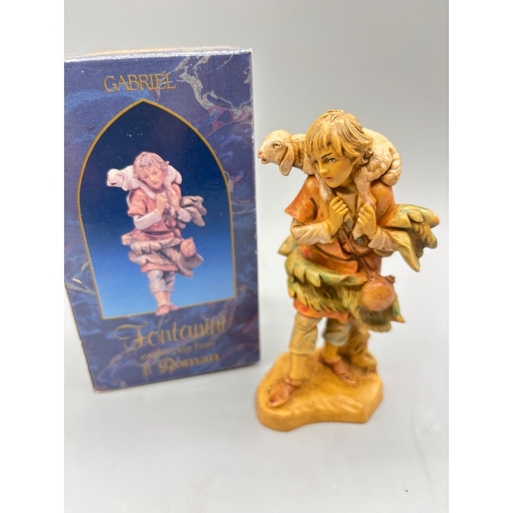 Fontanini Gabriel Shepherd with Lamb 5 Inch Nativity Figurine 72551 Italy 1992